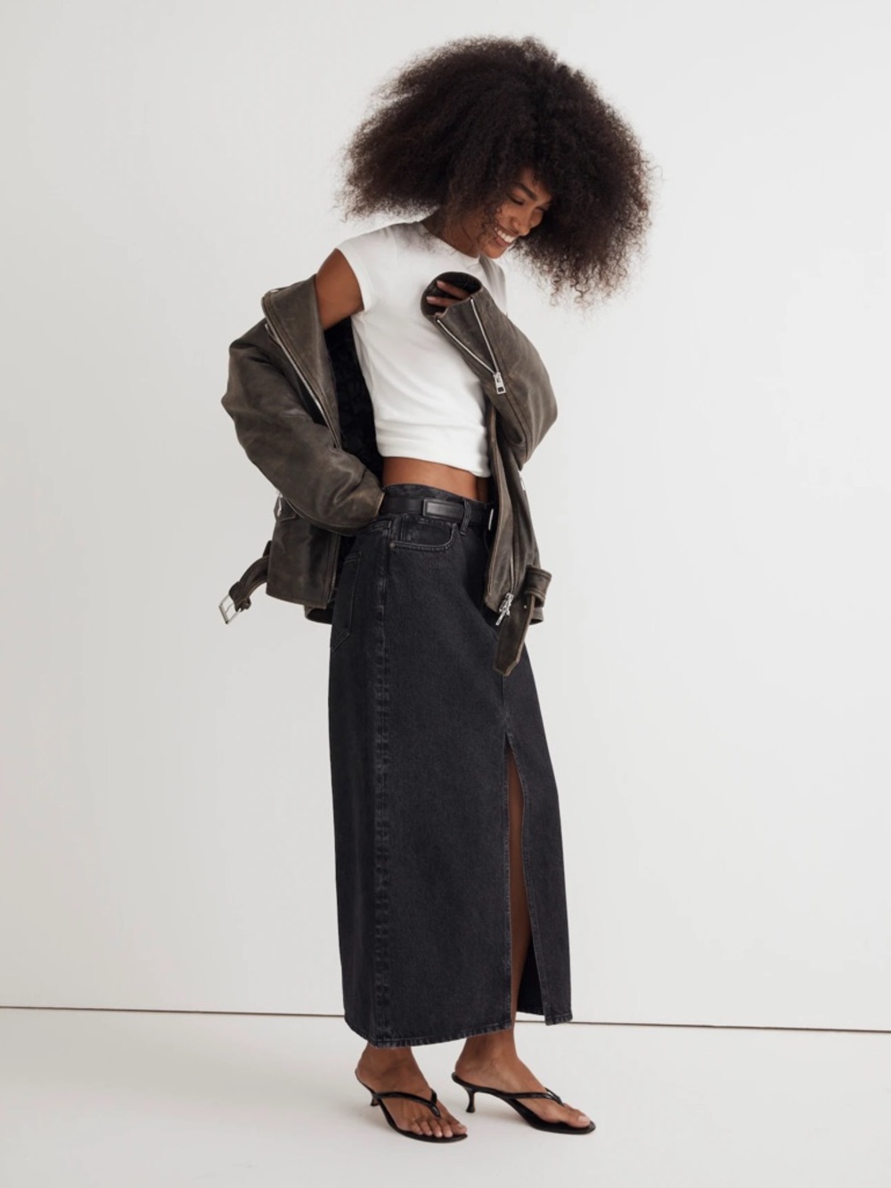 Madewell Denim Mid-Rise Maxi Skirt in Lunar Wash